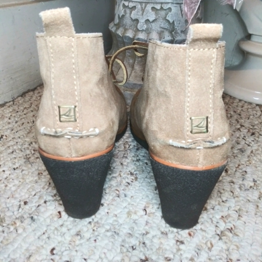 Sperry Harlow Taupe Suede Lace-Up Wedge Bootie - Picture 9 of 14